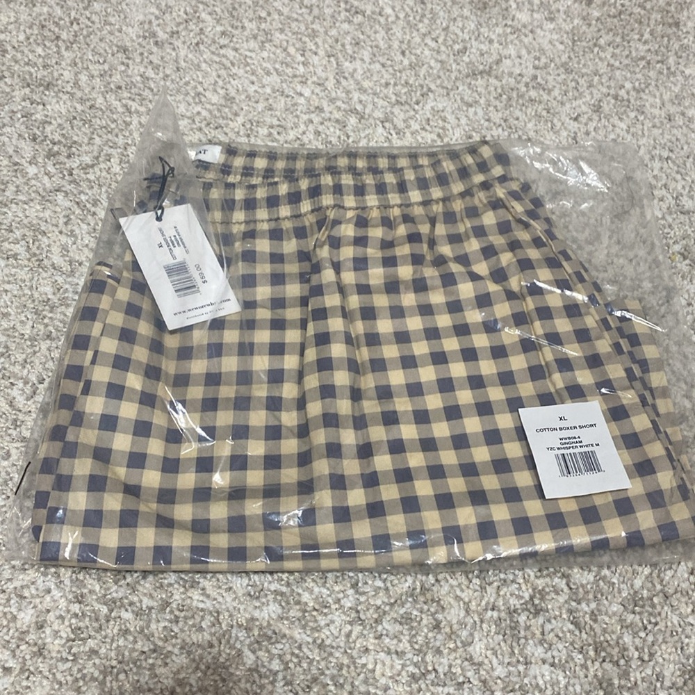 NWT WeWoreWhat Cotton Boxer Short in Whisper White Check Gingham - Picture 5 of 8